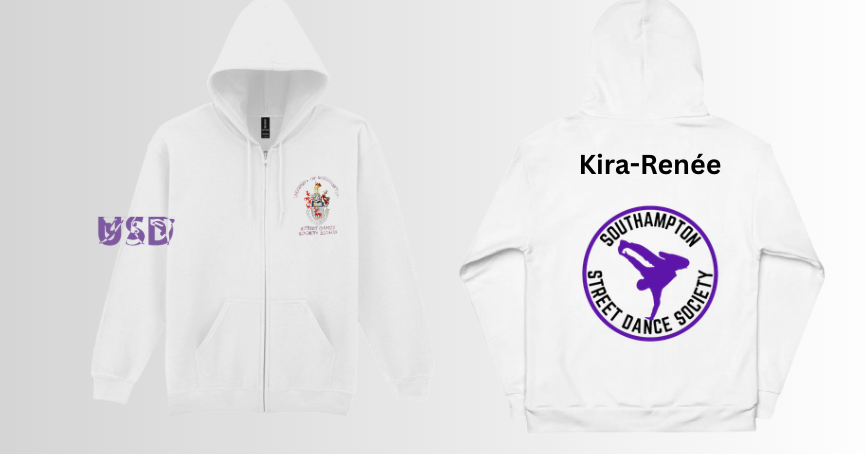Street Dance White Zip Up Hoodie